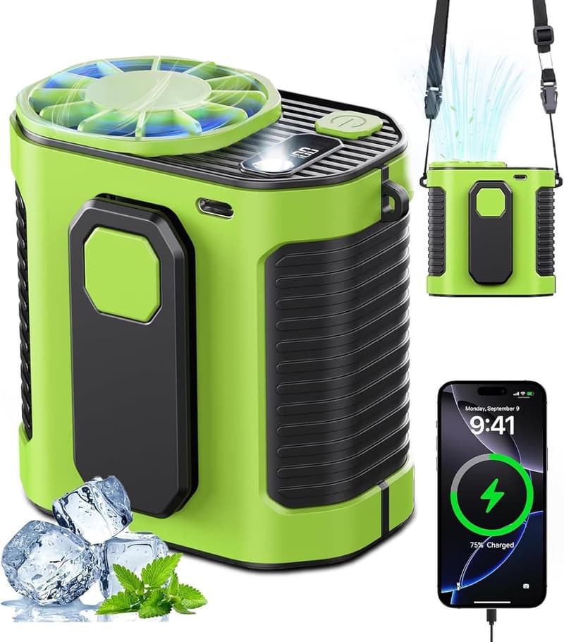Rechargeable Waist Fan with LED & Power Bank