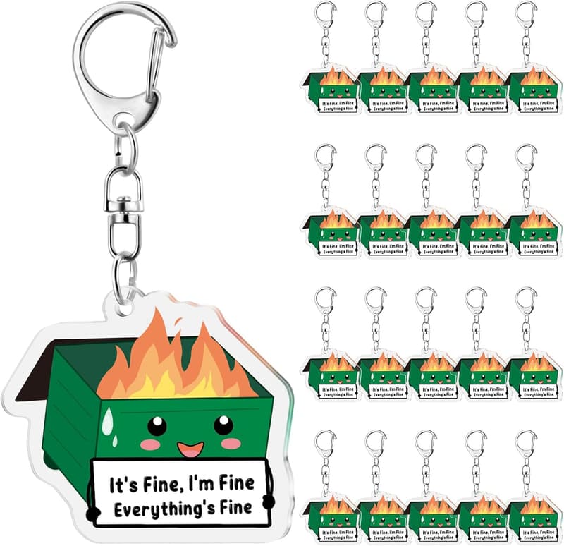 Employee Appreciation Acrylic Dumpster Fire Keychain