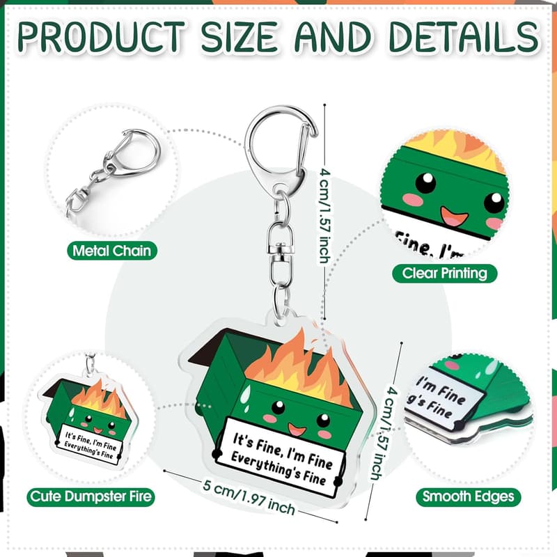 Employee Appreciation Acrylic Dumpster Fire Keychain