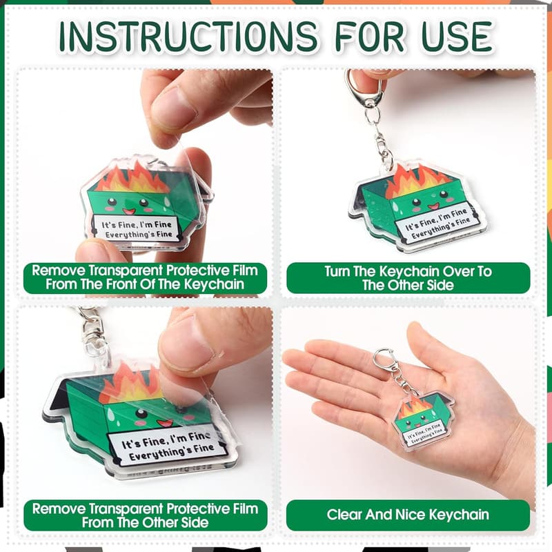Employee Appreciation Acrylic Dumpster Fire Keychain