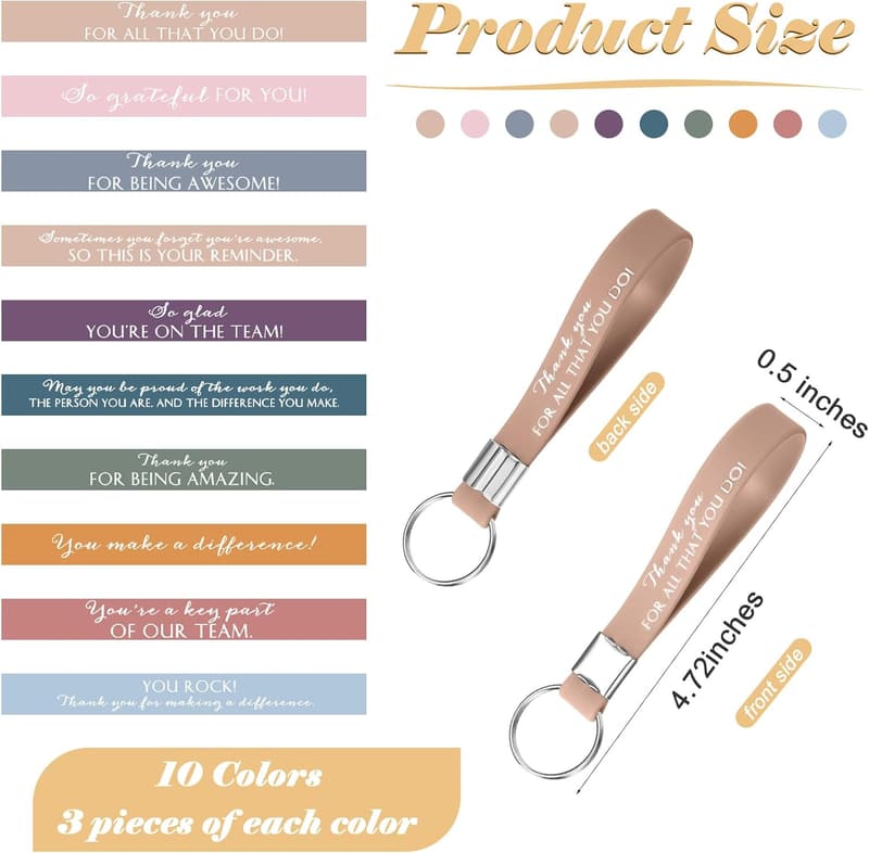 Thank You Keychain Gift Set, 30 Pcs for Coworker Team