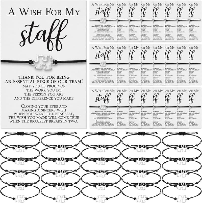 Employee Appreciation Puzzle Bracelet with Thank You Card