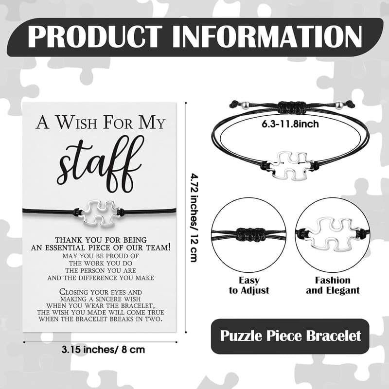 Employee Appreciation Puzzle Bracelet with Thank You Card
