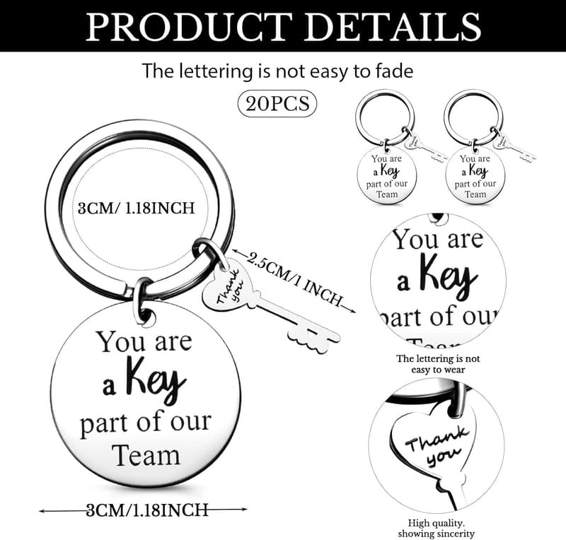 Employee Appreciation Keychain Sets for Coworkers