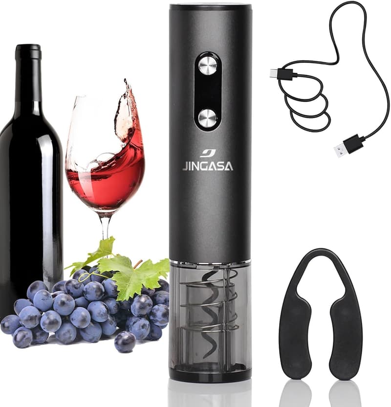Rechargeable Black Electric Wine Opener with Foil Cutter