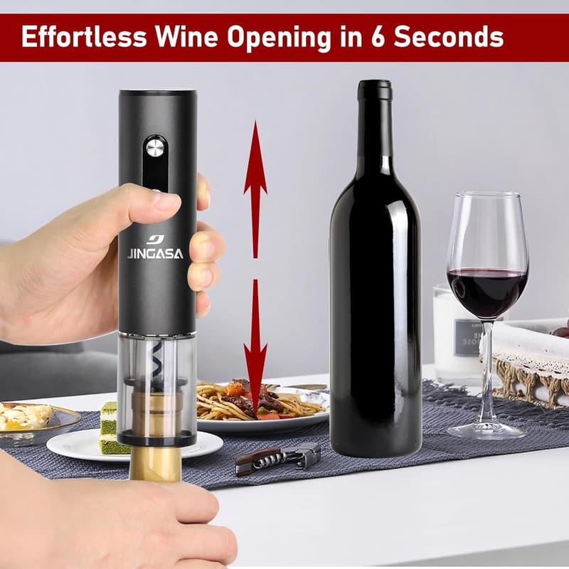 Rechargeable Black Electric Wine Opener with Foil Cutter