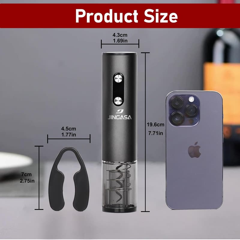 Rechargeable Black Electric Wine Opener with Foil Cutter