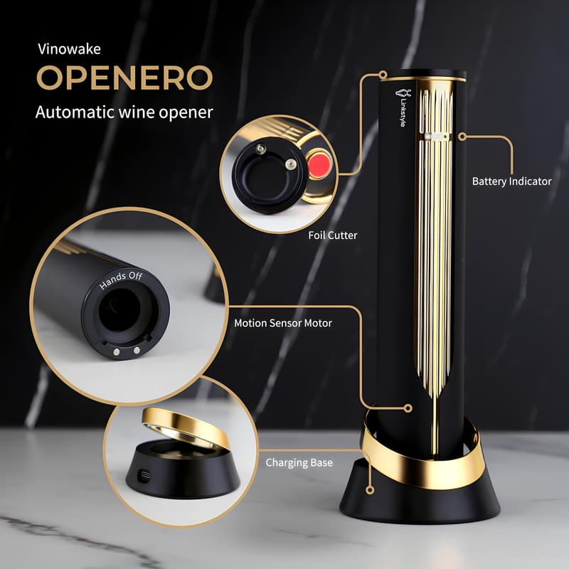 Electric Wine Opener with Charging Base (Gold)