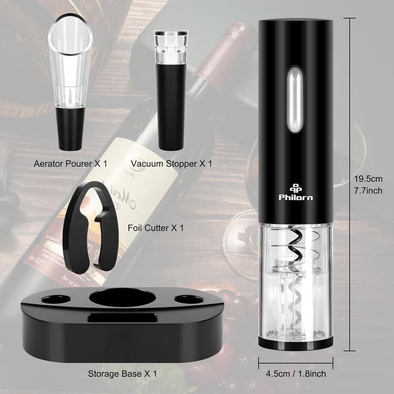 Electric Wine Opener Set with Aerator & Foil Cutter