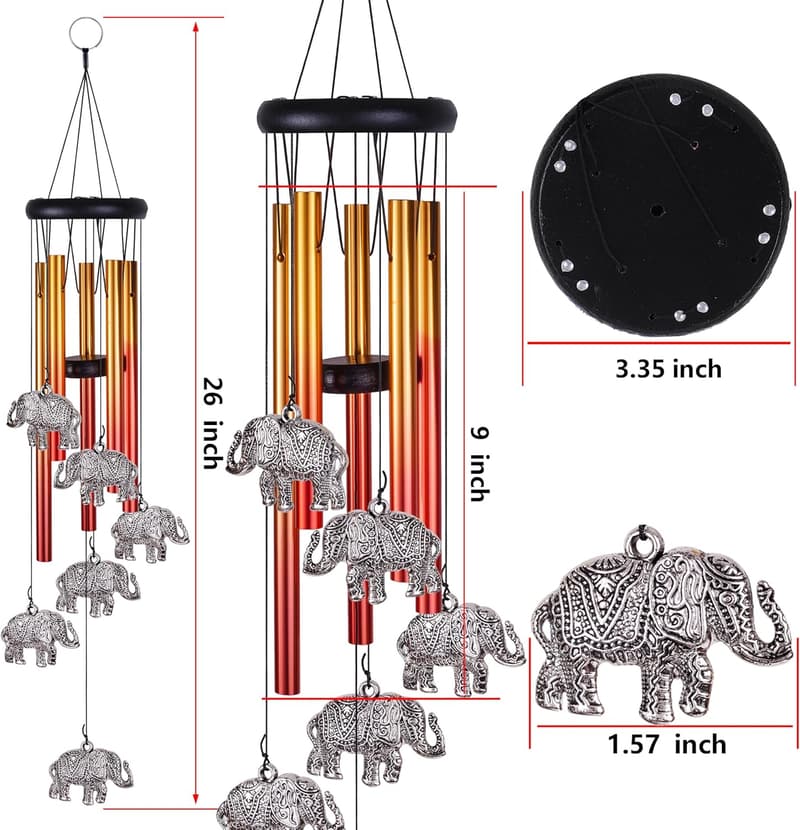 Gift for Mom: Handmade Elephant Wind Chimes, 28