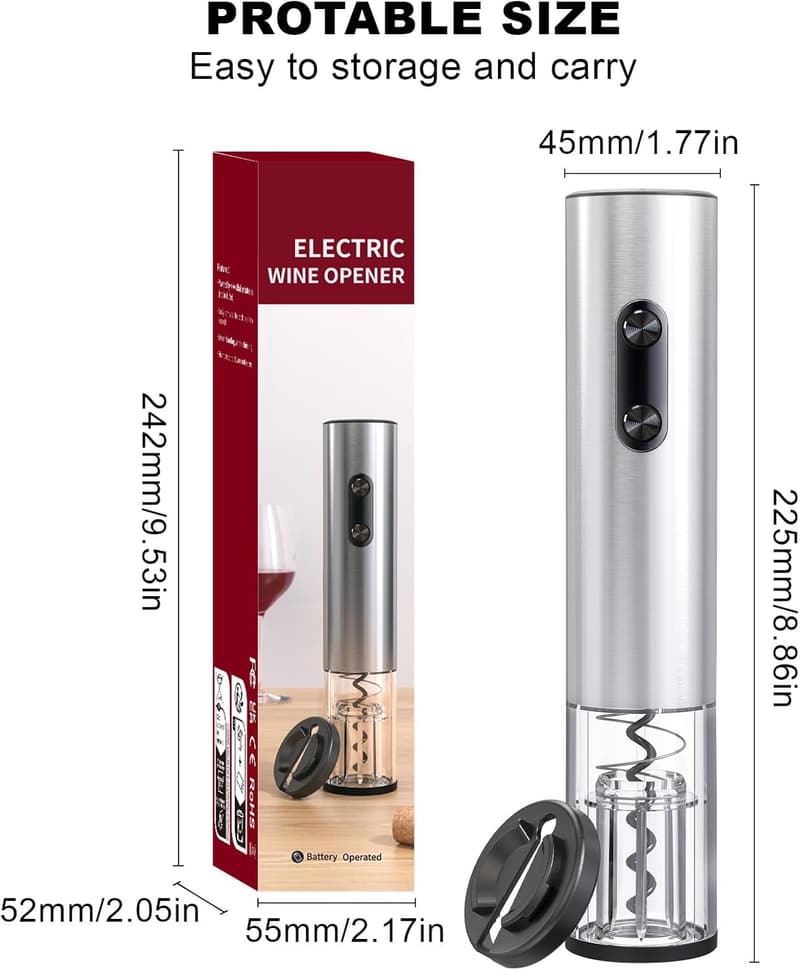 Electric Wine Opener with Foil Cutter & LED