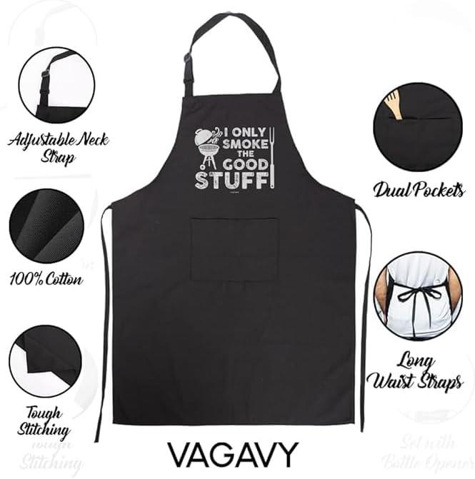 Father's Day Black Cotton Funny Apron for Men
