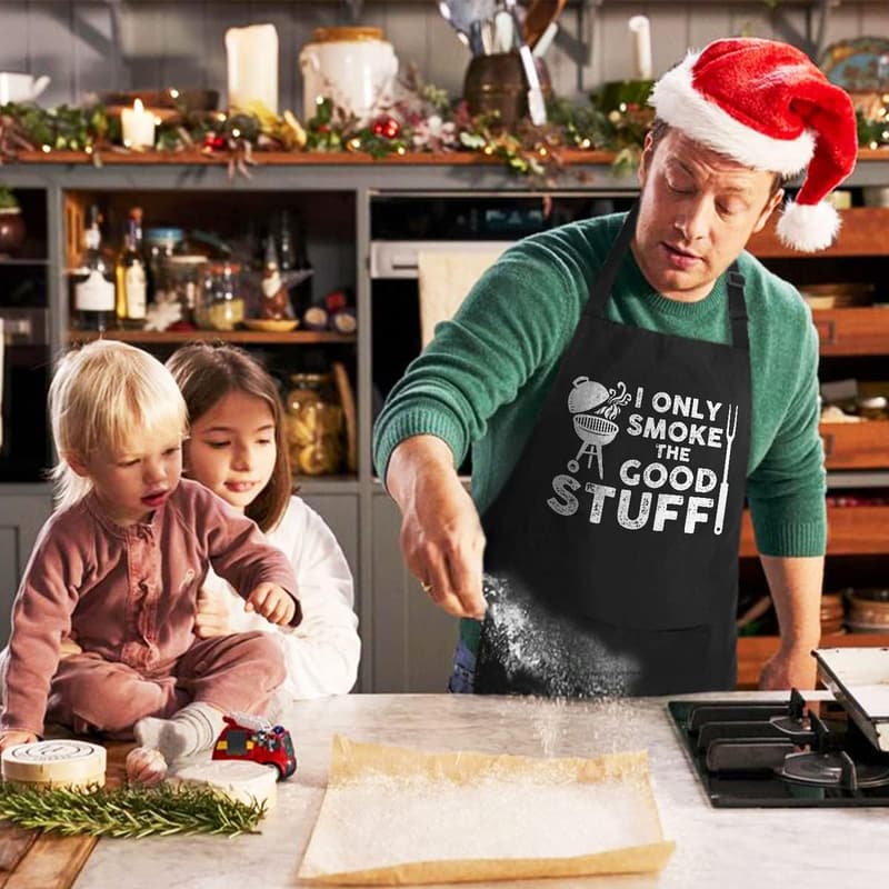 Father's Day Black Cotton Funny Apron for Men