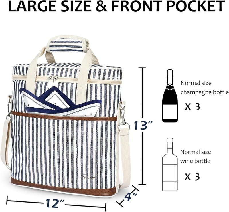 Wine Carrier Tote - Insulated 3-Bottle Travel Bag