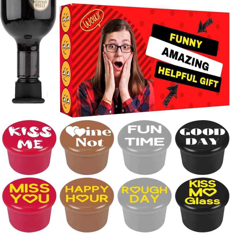 Christmas Wine Stoppers - Set of 8 for Women