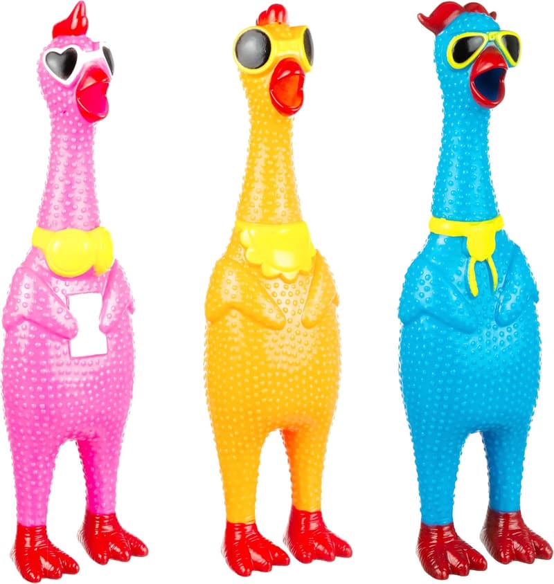 Screaming Chicken Toy Set - Squeaky Rubber Trio