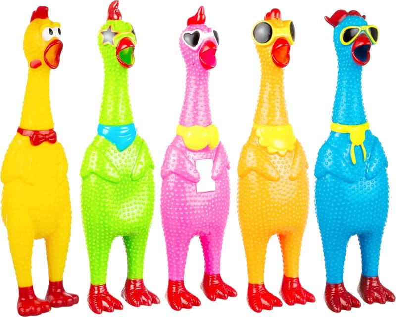 Screaming Chicken Toy Set - Squeaky Rubber Trio
