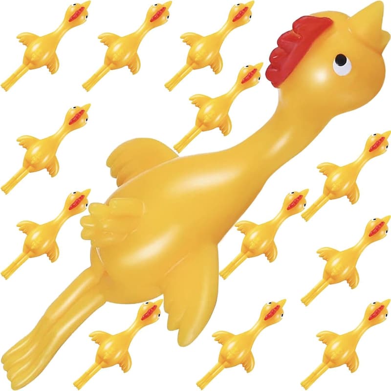 Kids' Slingshot Chicken Toys - 12-Pack Party Favors