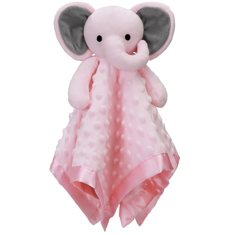 Baby Girl Pink Elephant Security Blanket, 16 Inch
