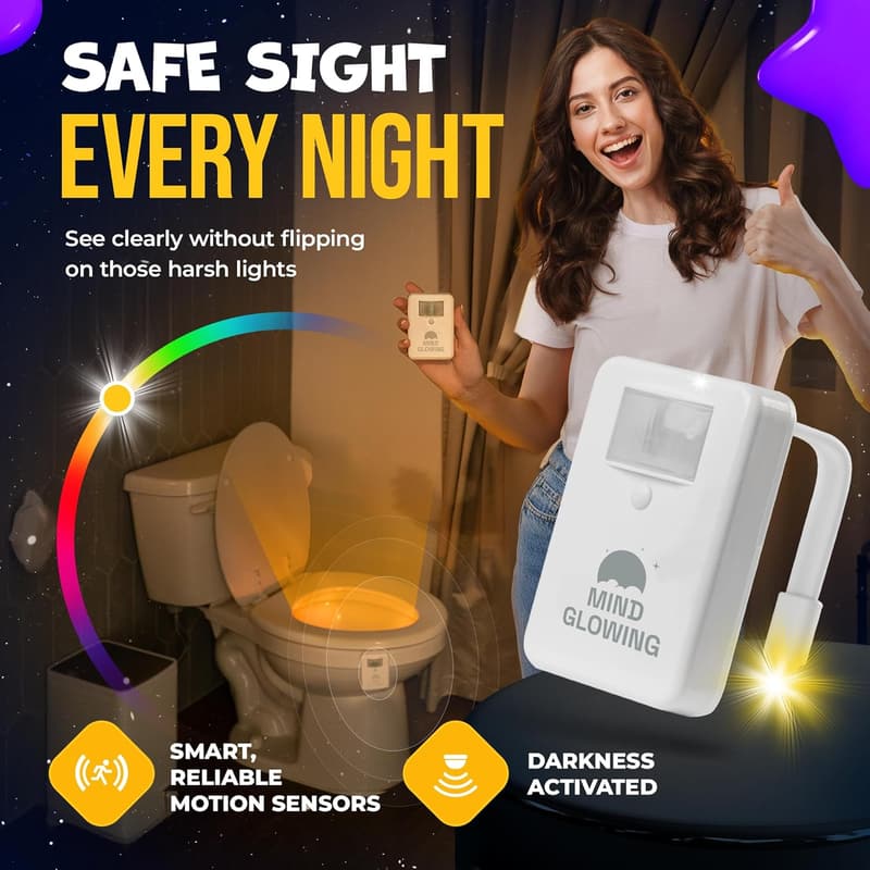 Toilet Bowl Motion Sensor Night Light - LED, Color Changing