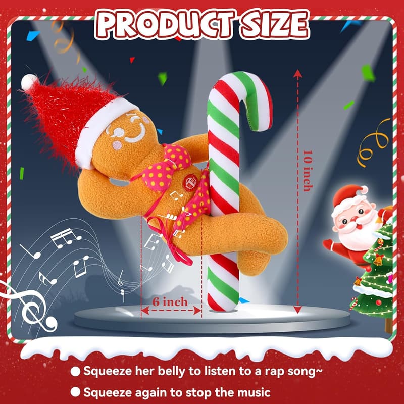 Christmas Singing Gingerbread Man Ornament, 10-inch