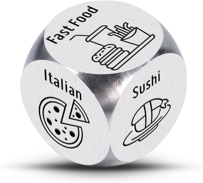 10th Anniversary White Elephant Food Dice for Her