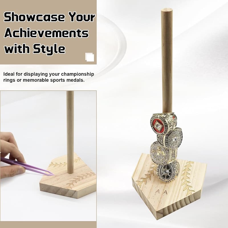 Sports Ring Display Stand - Wooden Organizer for Men