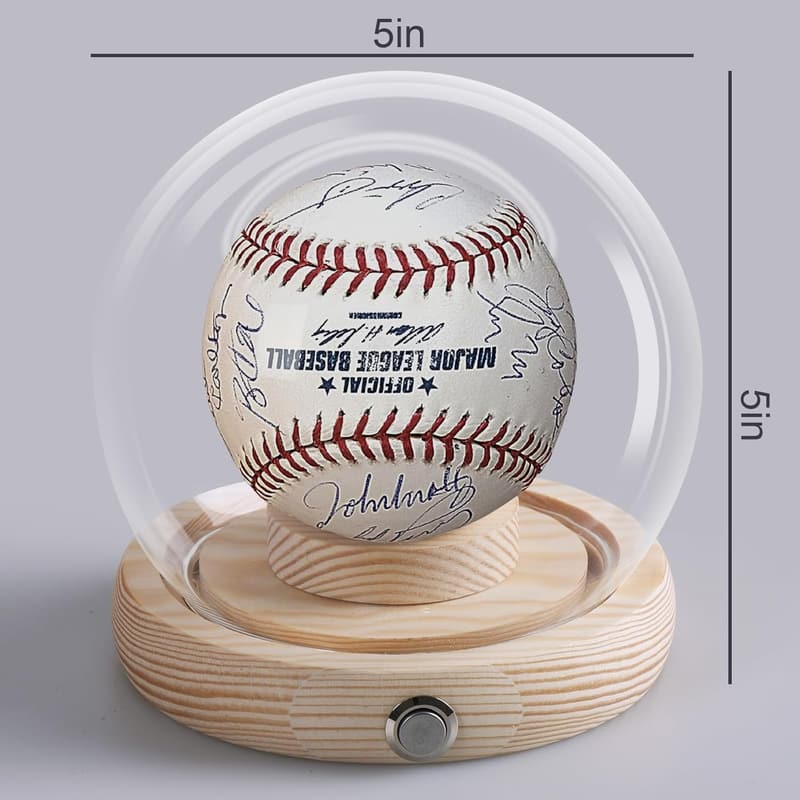 Baseball Display Case with Lighted Wooden Base