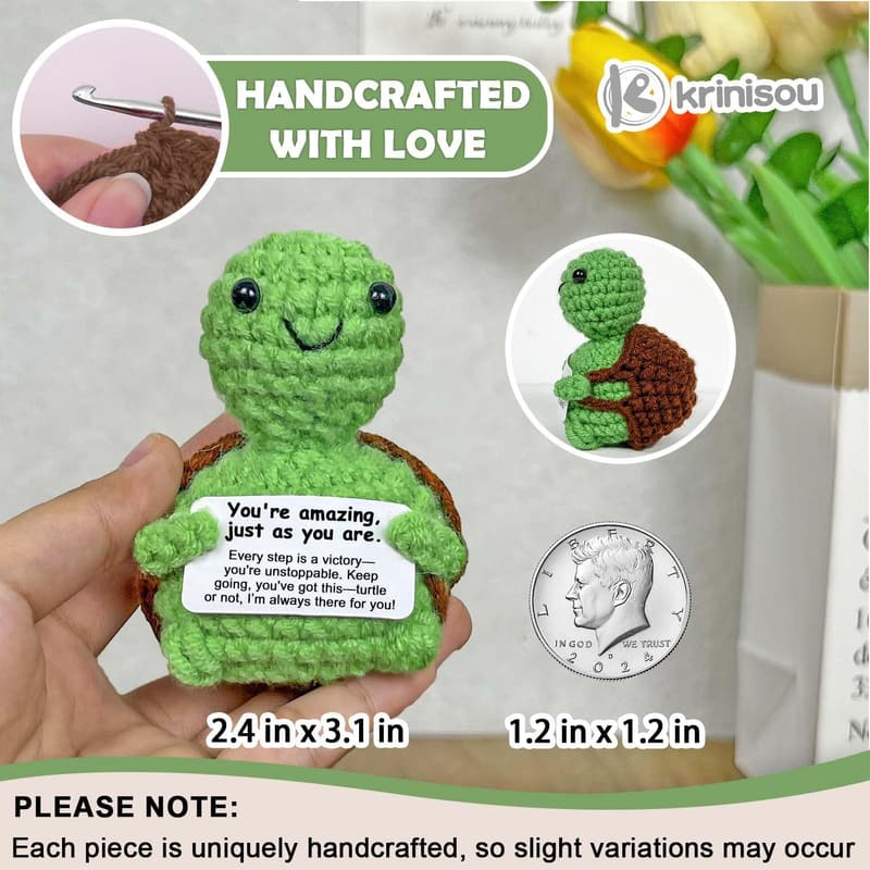 Positive Crochet Turtle Gift for Women's Wellbeing