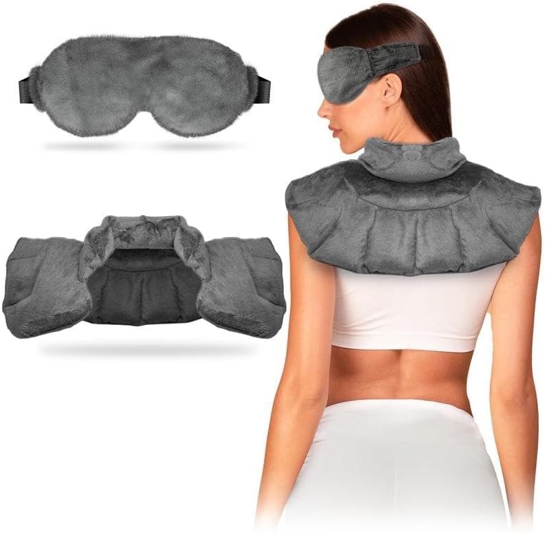 Therapy Set: Heated Neck Wrap & Eye Mask for Pain Relief