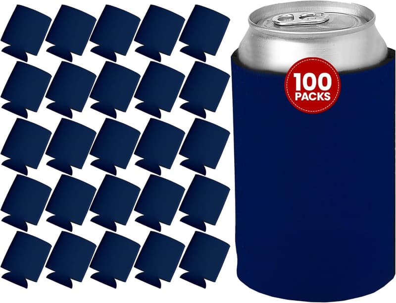 Customizable Navy Can Cooler - Soft Foam for Events