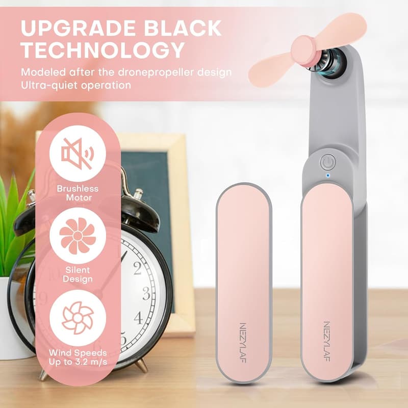Portable Rechargeable Mini Fan, 9-15 Hr Battery
