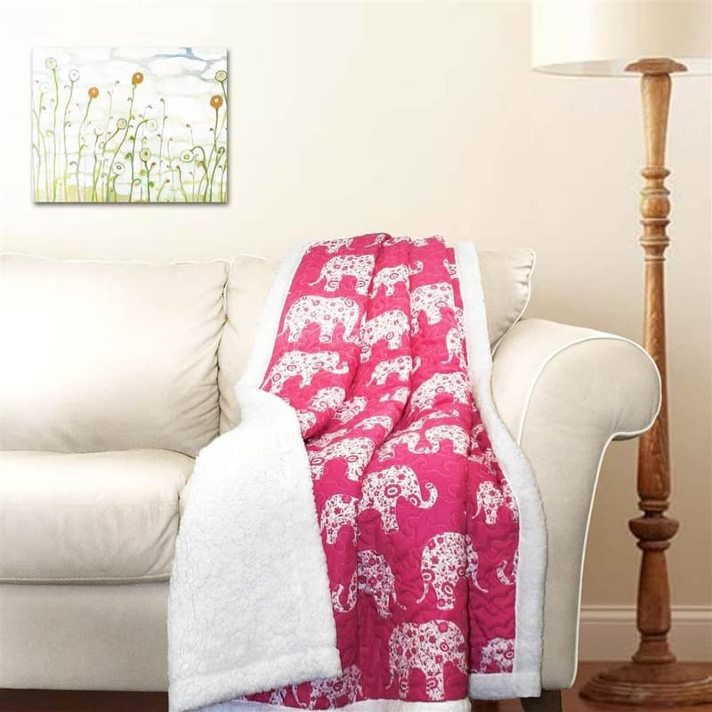 Elephant Parade Sherpa Throw Blanket 60