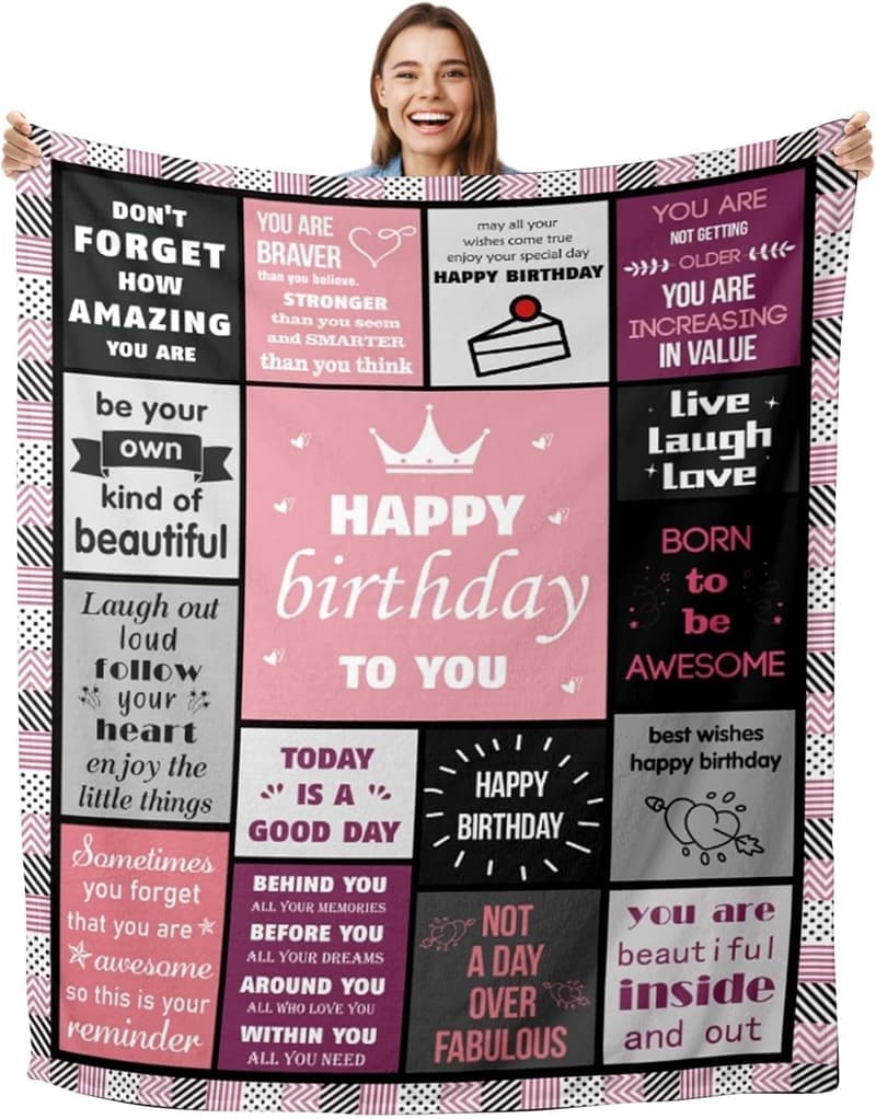 Birthday Pink Throw Blanket, 50x60