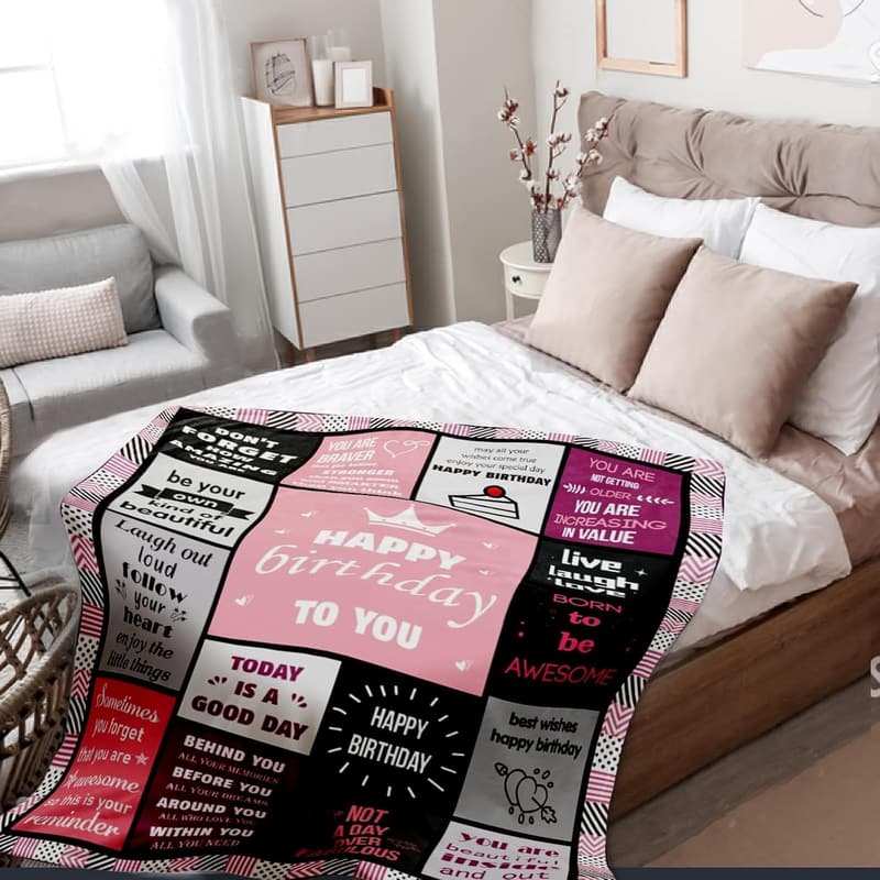 Birthday Pink Throw Blanket, 50x60