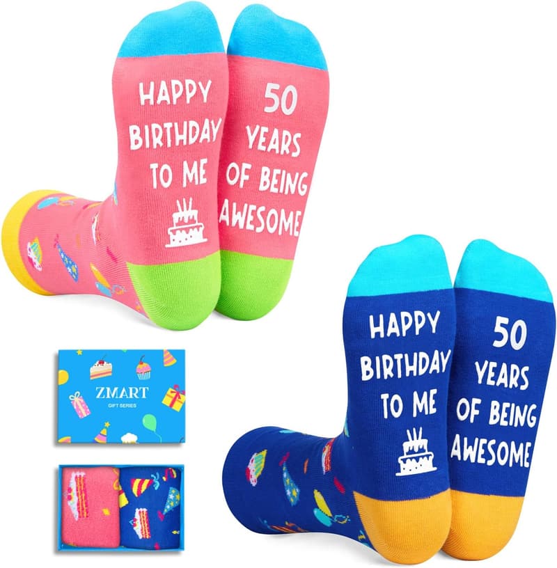 50th Birthday Socks Gift Set for Women and Men