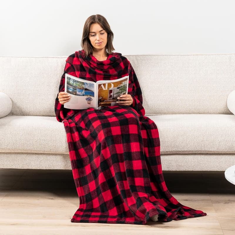 Christmas Wearable Blanket with Sleeves - Cozy Fleece Wrap