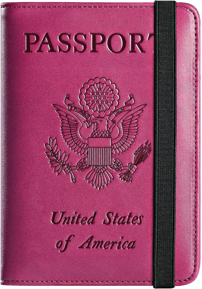 Travel RFID Leather Passport Holder - Purple