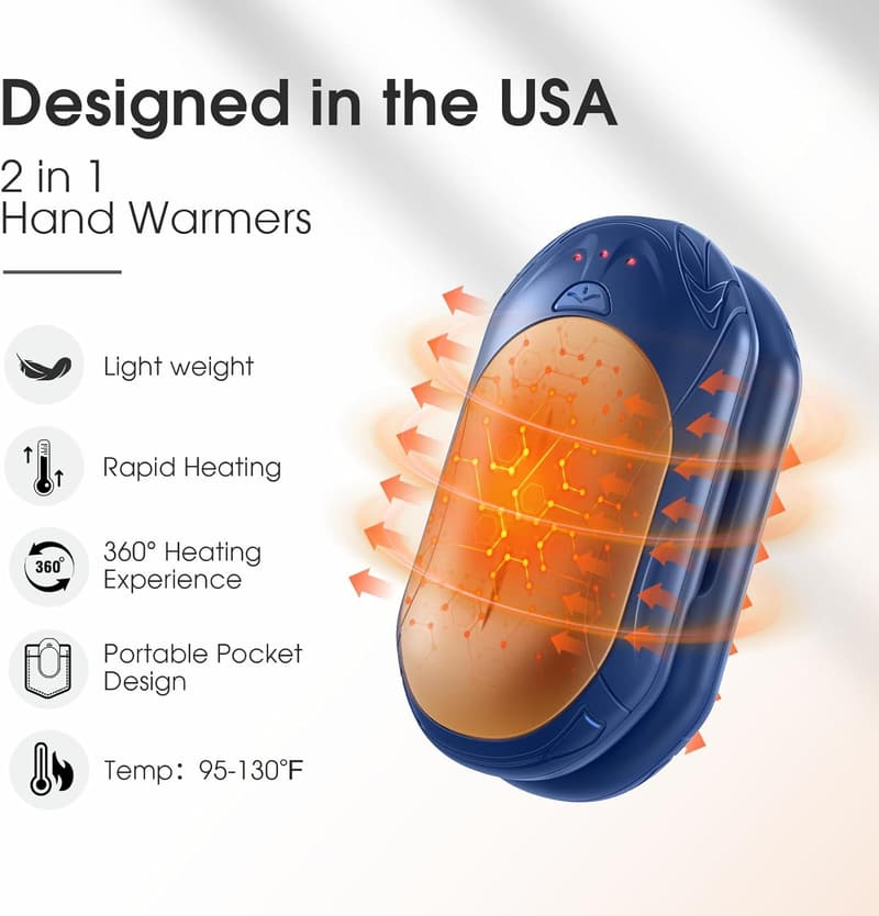 Christmas Hand Warmers, Rechargeable 6000mAh, 20Hrs Heat