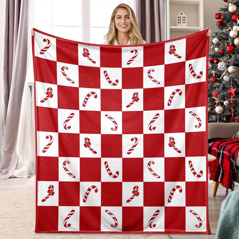 Christmas Candy Cane Throw Blanket, 50