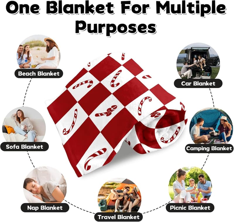 Christmas Candy Cane Throw Blanket, 50