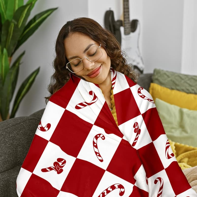 Christmas Candy Cane Throw Blanket, 50