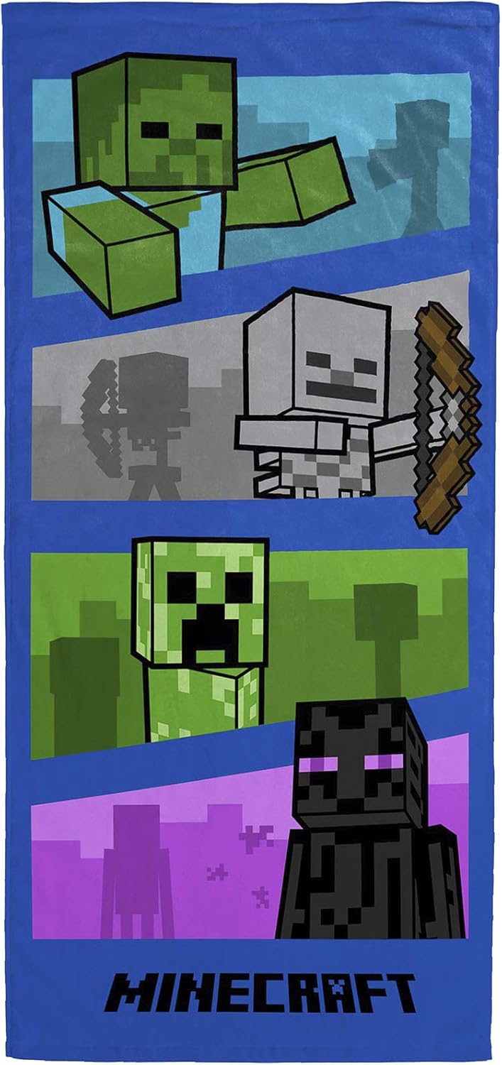 Minecraft Gamer Cotton Beach Towel, 28 x 58