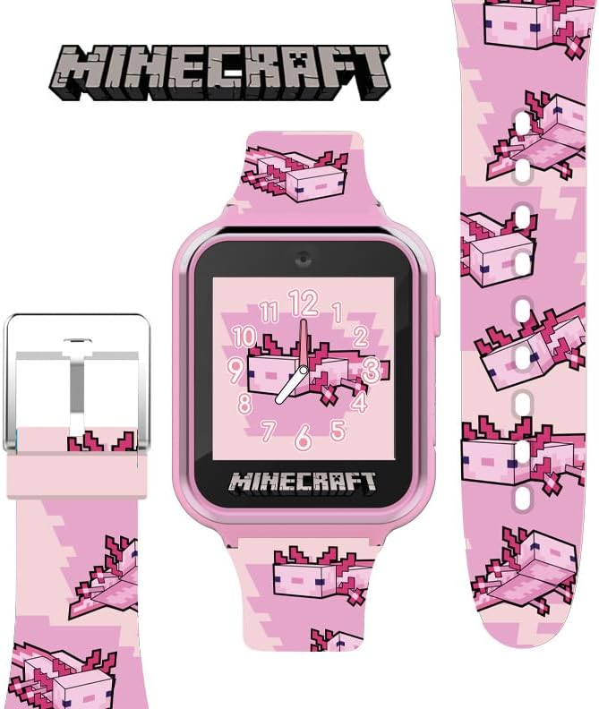 Minecraft Axolotl Kids Smartwatch - Pink Silicone Strap