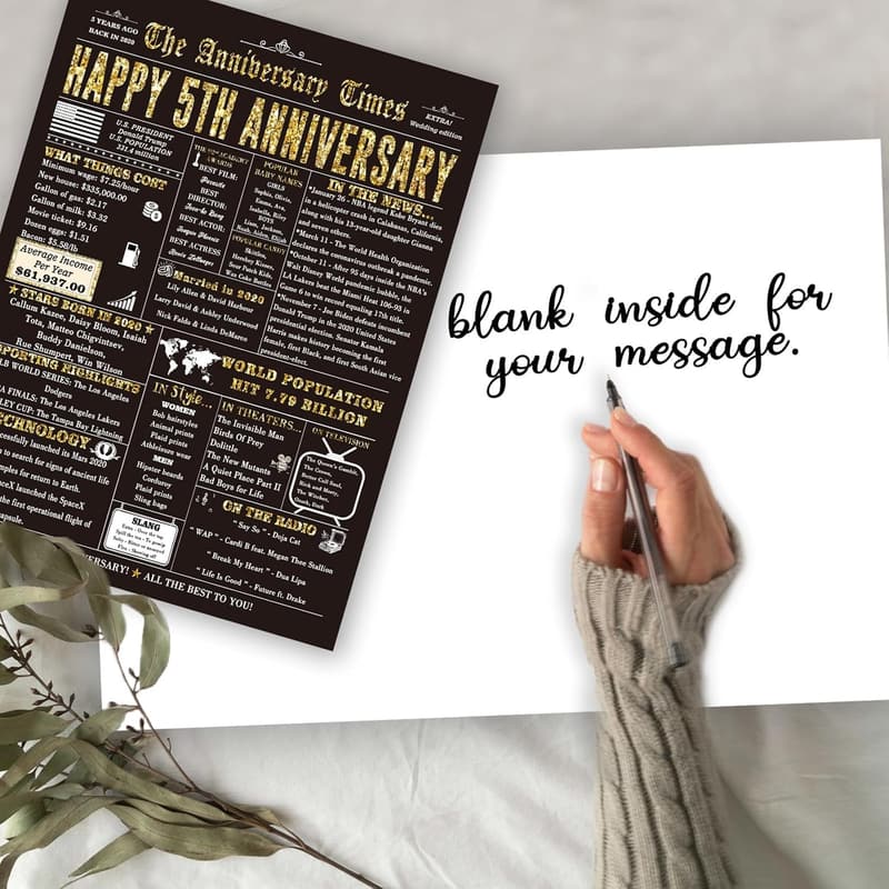 5th Anniversary Wooden Card for Couples