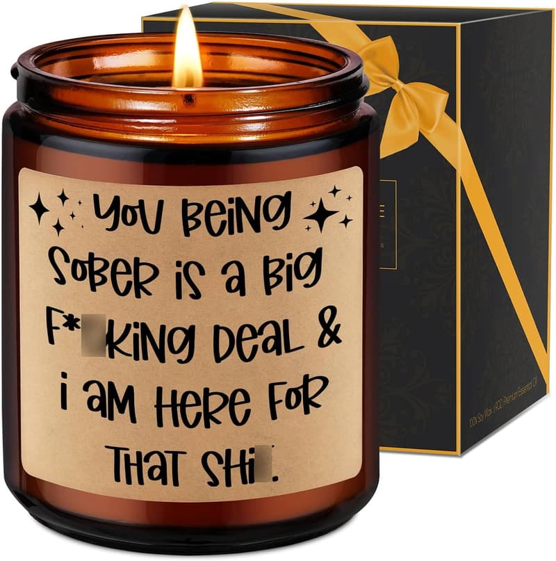 Sobriety Anniversary Candle Gift for Recovery