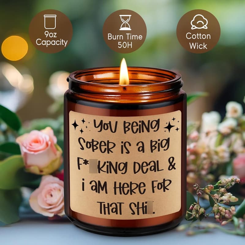 Sobriety Anniversary Candle Gift for Recovery