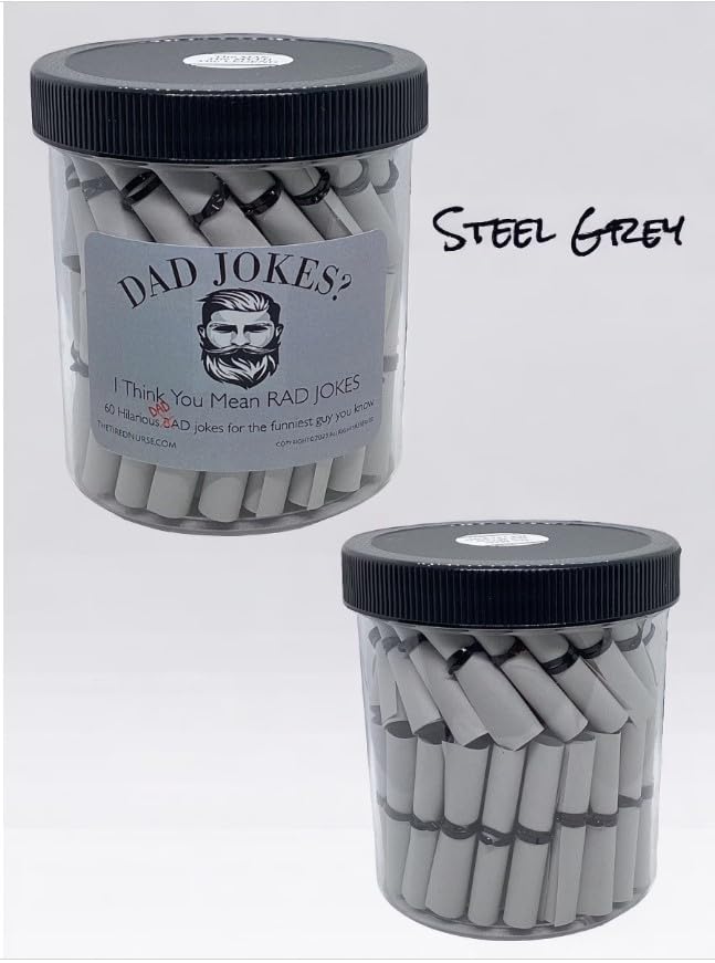 Father's Gift Jar: 60 Days of Rad Jokes (Steel Grey)