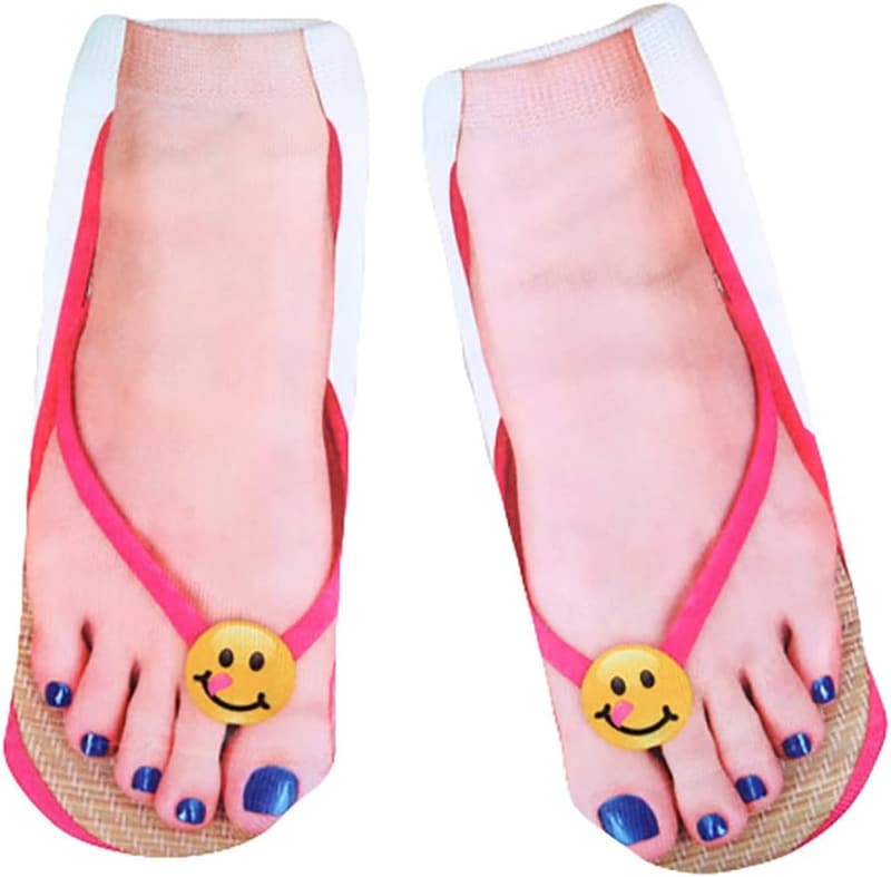 Gag Gift 3D Print Flip Flop Ankle Socks
