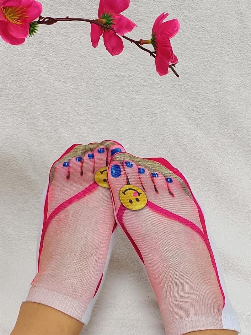 Gag Gift 3D Print Flip Flop Ankle Socks